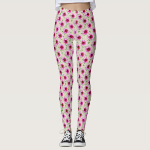 Sweet Floral Pink Garden Flower Pattern Leggings