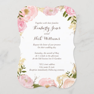 Sweet Floral Rose Wreath Wedding Invite