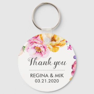 Sweet Floral Spring Wedding Thank You Key Ring