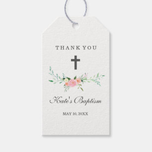 Sweet Floral Thank You Baptism Tags