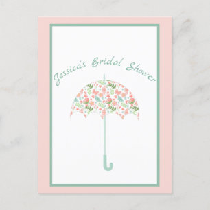 Sweet Floral Umbrella Bridal Shower Invitation Postcard