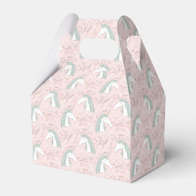 Sweet Floral Unicorn Pattern Favour Box (Front Side)
