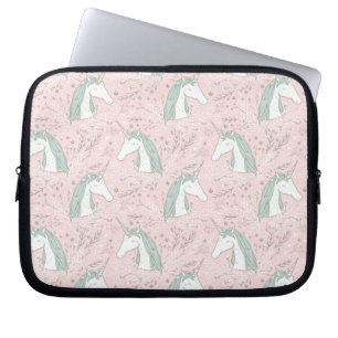 Sweet Floral Unicorn Pattern Laptop Sleeve