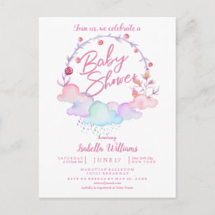 Sweet Floral Watercolor Baby Shower Invitation