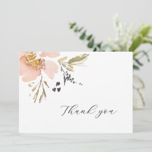 Sweet Floral Watercolor Thank You Wedding Card