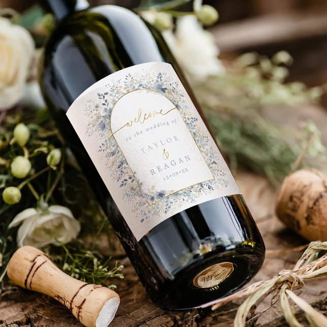 Sweet Floral Wedding Welcome ID1045 Wine Label (Creator Uploaded)