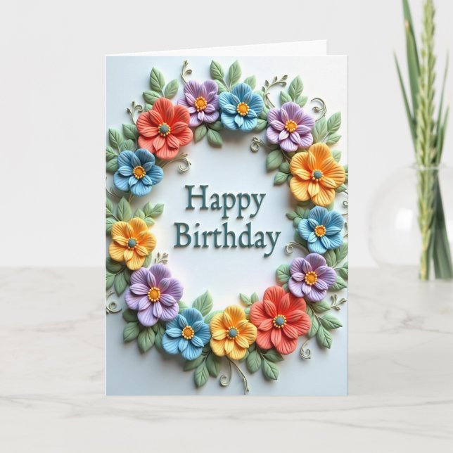 Sweet Floral Wreath Card (Front)