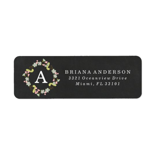 Sweet Floral Wreath | Monogram Baby Shower Return Address Label