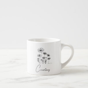 Sweet florals, custom name  espresso cup