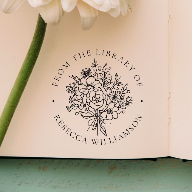 Sweet Florals | Modern 'From the Library of' Book Self-inking Stamp (Creator Uploaded)