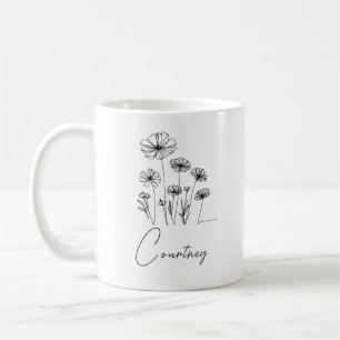 Sweet florals with custom name coffee mug
