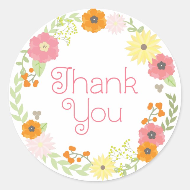 Sweet Flower Garden Thank You Stickers (Front)