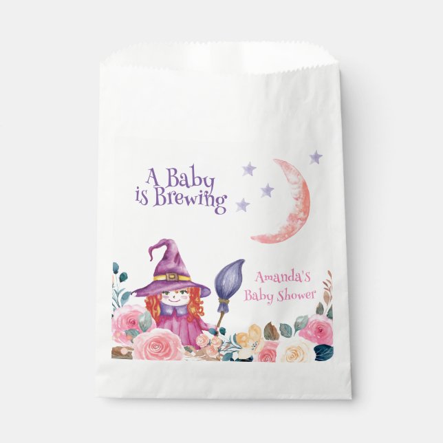 Sweet Flower Witch Cauldron Baby Brewing Shower  Favour Bags (Front)