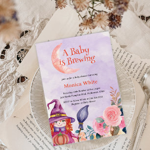 Sweet Flower Witch Cauldron Baby Brewing Shower Invitation