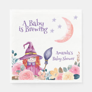 Sweet Flower Witch Cauldron Baby Brewing Shower Napkin