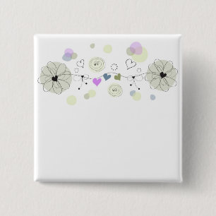 Sweet Flowers 15 Cm Square Badge