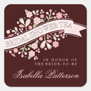 Sweet Flowers Bridal Shower Tea Party Sticker