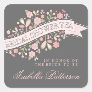 Sweet Flowers Bridal Shower Tea Party Sticker