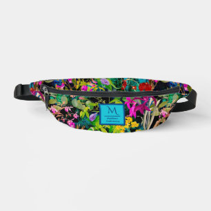 Sweet flowers leaves colourful monogram pattern bum bags