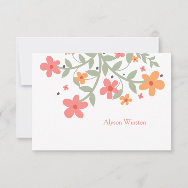 Sweet Flowers Personalised Notecard (Front)