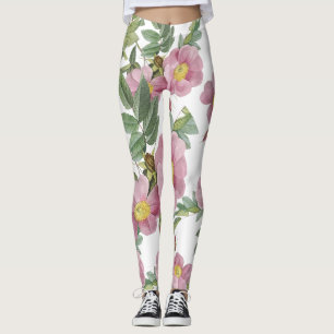 Sweet flowers summer pattern trendy pretty white leggings