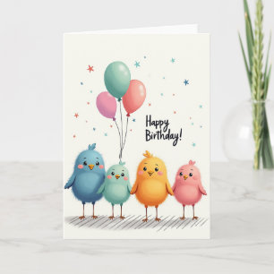 Sweet Fluffy Birds Birthday Card
