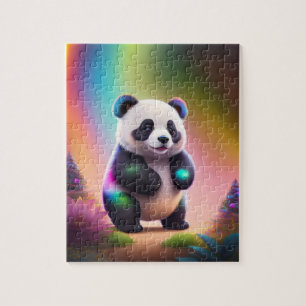 Sweet Fluffy Cute Colourful Baby Little Panda Jigsaw Puzzle