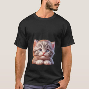 Sweet Fluffy Grey Kitten Blue Eyes Art ✨🐾💙 T-Shirt