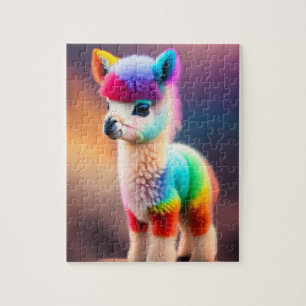 Sweet Fluffy Little Cute Colourful Baby Alpaca Jigsaw Puzzle