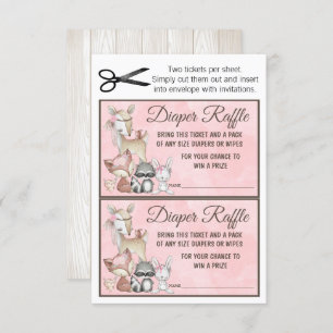 Sweet Forest Woodland Girls Diaper Raffle Insert Invitation