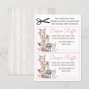 Sweet Forest Woodland Girls Diaper Raffle Invitation