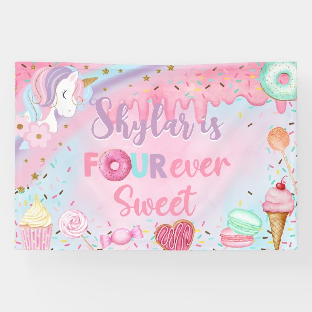 Sweet Four girl birthday banner / backdrop, (Horizontal)