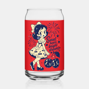 Sweet Fourth of July Independence Day Can Glass