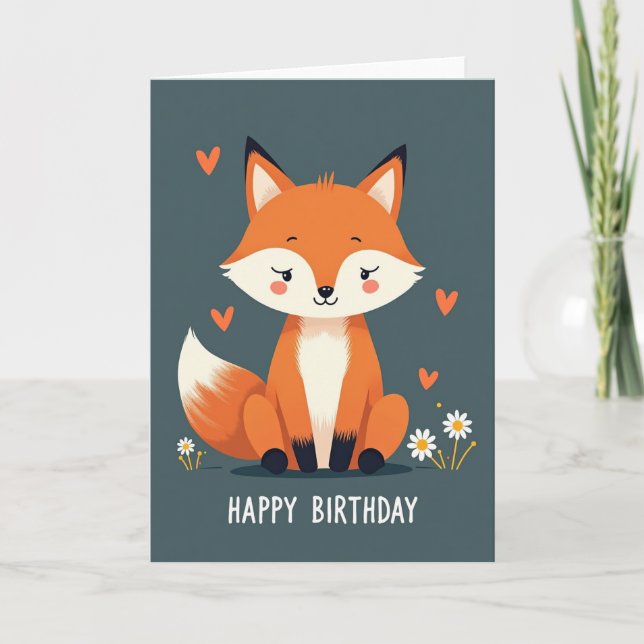 Sweet Fox Birthday Card (Front)