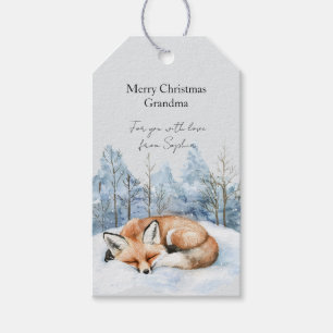 Sweet Fox Blue Christmas Snowflakes Gift Tags