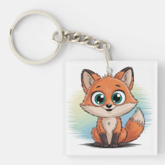 Sweet Fox Cartoon | Adorable Animal Illustration Key Ring