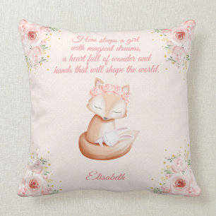 Sweet Fox Snuggling Bunny Personalised Nursery Cushion