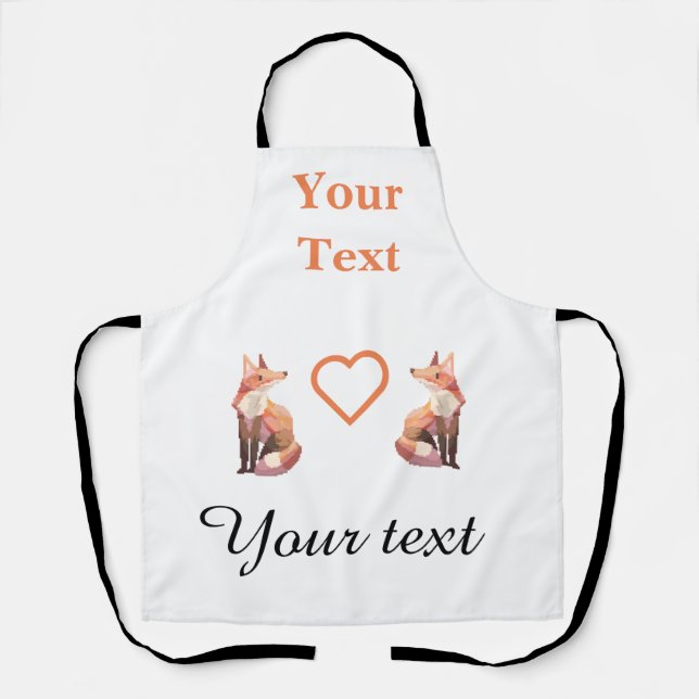 Sweet Fox, vos, love pixel art Apron (Front)
