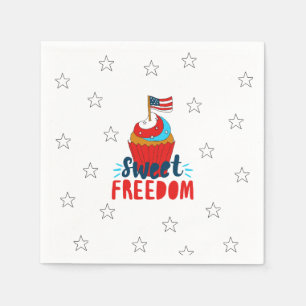 Sweet Freedom Cupcake 4th of July Art 4th of July Napkin