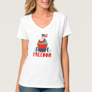 Sweet Freedom Cupcake 4th of July Art 4th of July T-Shirt