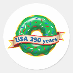 Sweet Freedom Donut USA 250 Years Classic Round Sticker