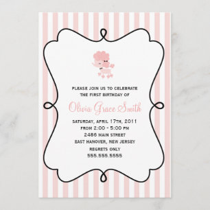 Sweet French Poodle Girls Birthday Party Invitation