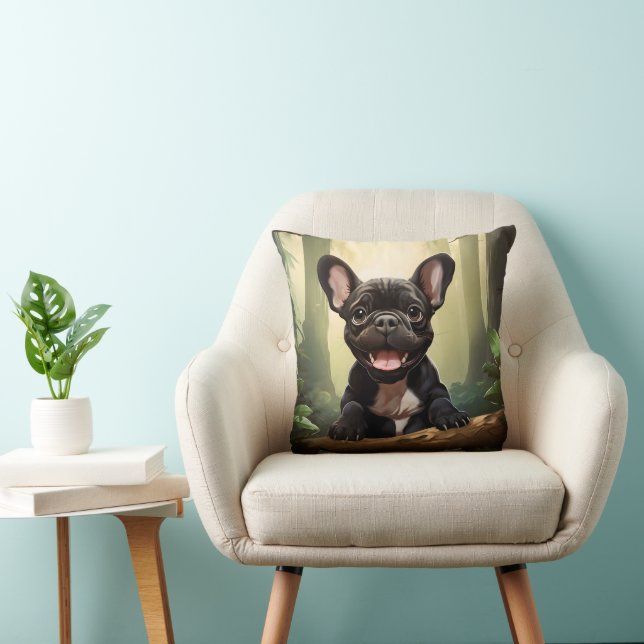 😍Sweet Frenchie puppy in a forest Cushion (Chair)