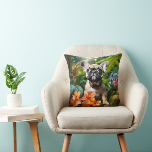 😍Sweet Frenchie puppy in a jungle Cushion