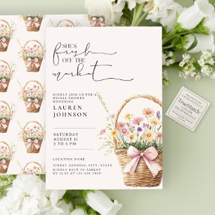 Sweet Fresh Off the Market Floral Bridal Shower Invitation