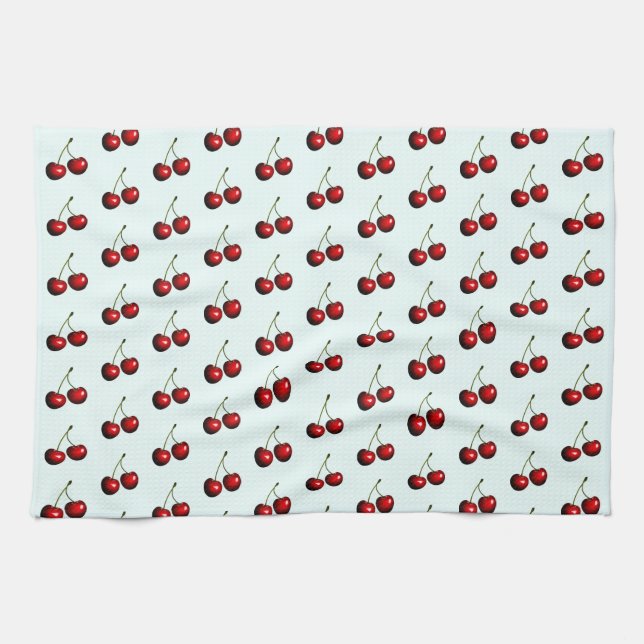 Sweet Fresh Red Cherries Tea Towel (Horizontal)