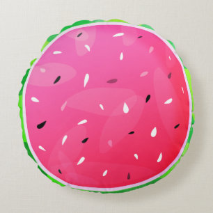 Sweet Fresh Watermelon Melon Bright Summer Round Cushion