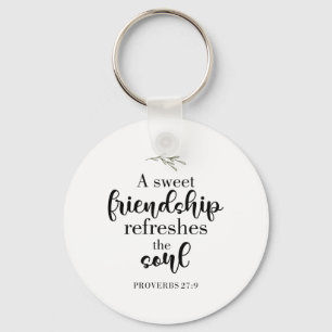 Sweet Friendship Bible Verse Hand Lettering Quote Key Ring