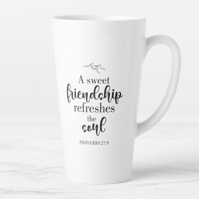 Sweet Friendship Bible Verse Hand Lettering Quote Latte Mug (Right)