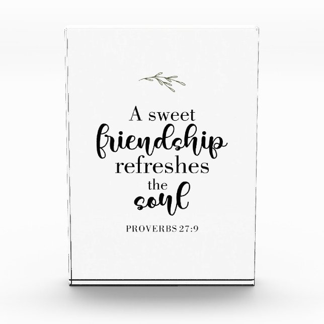 Sweet Friendship Bible Verse Hand Lettering Quote Photo Block (Front)